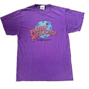 Vintage Planet Hollywood T-Shirt Mens L Purple Y2K Disney World